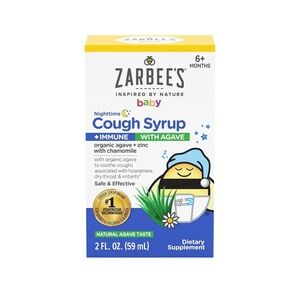 Zarbee's Baby Cough Syrup nighttime  Immune Support with agave + zinc 2 fl oz